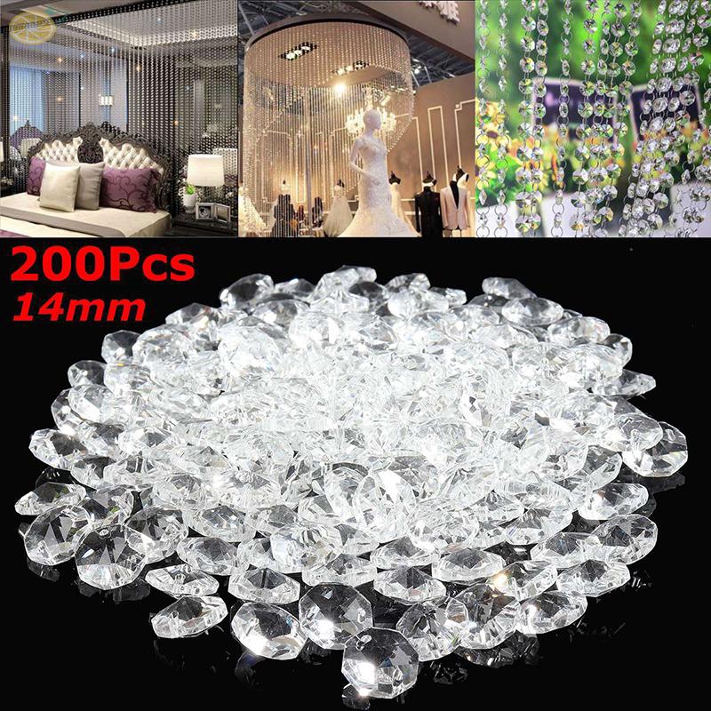 200 Hạt pha lê trong suốt 14mm trang trí nhà cửa