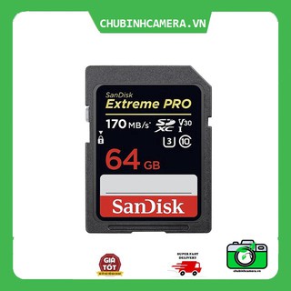 (BH 5 năm) Thẻ nhớ Máy Ảnh 64GB SDXC SanDisk Extreme Pro UHS-I U3 4K V30 170MB/s (Đen)