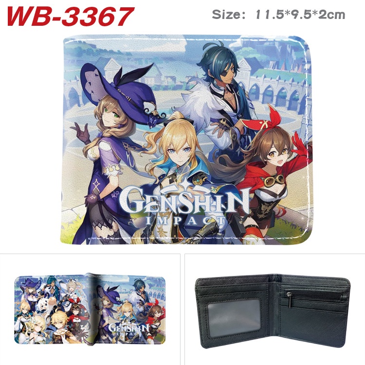 Ví Genshin Da Gập Hai Chiều Đựng Thẻ Và Tiền Xu Họa Tiết Hoạt Hình Merchandise