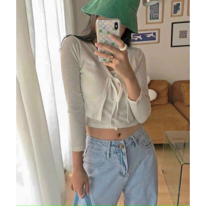 SET ÁO 2S KÈM KHOÁC CROP TD 🖤