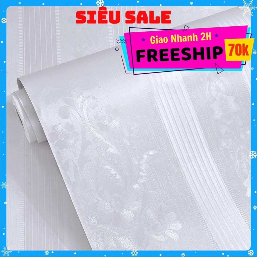 10Met giấy dán tường hoa văn Trắng Sọc Nổi cao cấp khổ 45cm sẵn keo
