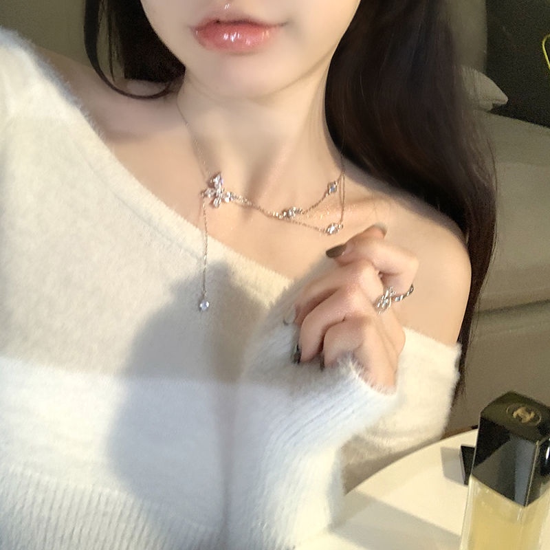 Vòng cổ Mặt Hình Bướm Đính Đá Zircon Sang Trọng Cho Nữ