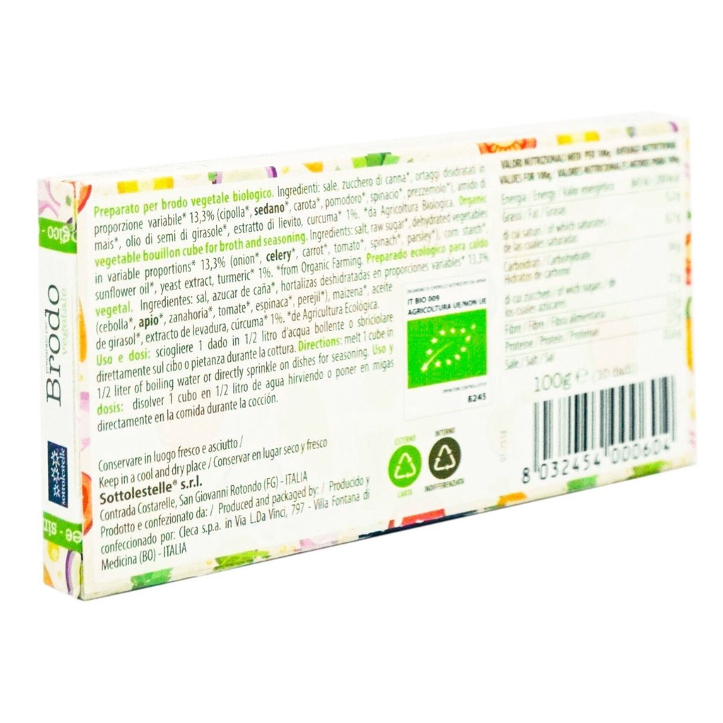 Bột nêm rau củ hữu cơ Sottolestelle – Preparato per Brodo Vegetale Biologico 100g - Date: 11/3/2023 - Nhà Hữu Cơ