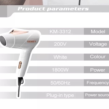 Máy Sấy Tóc Gấp Gọn 3 Mức Nhiệt Tiện Dụng Kemey Km 3312