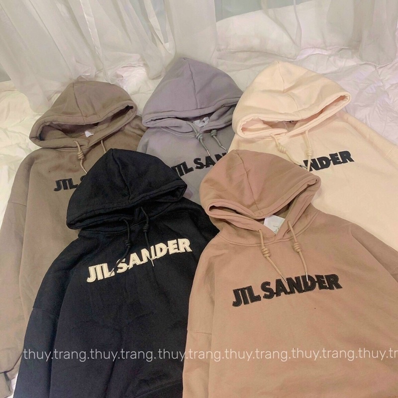 Áo khoác hoodie chui đầu nỉ ngoại tay phồng Jilsander unisex ulzzang nam nữ