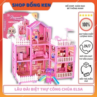 Hộp đồ chơi lắp ráp biệt thự lâu đài công chúa 126 mảnh 162 mảnh màu hồng làm quà tặng sinh nhật kích thước 50x50x30 cm