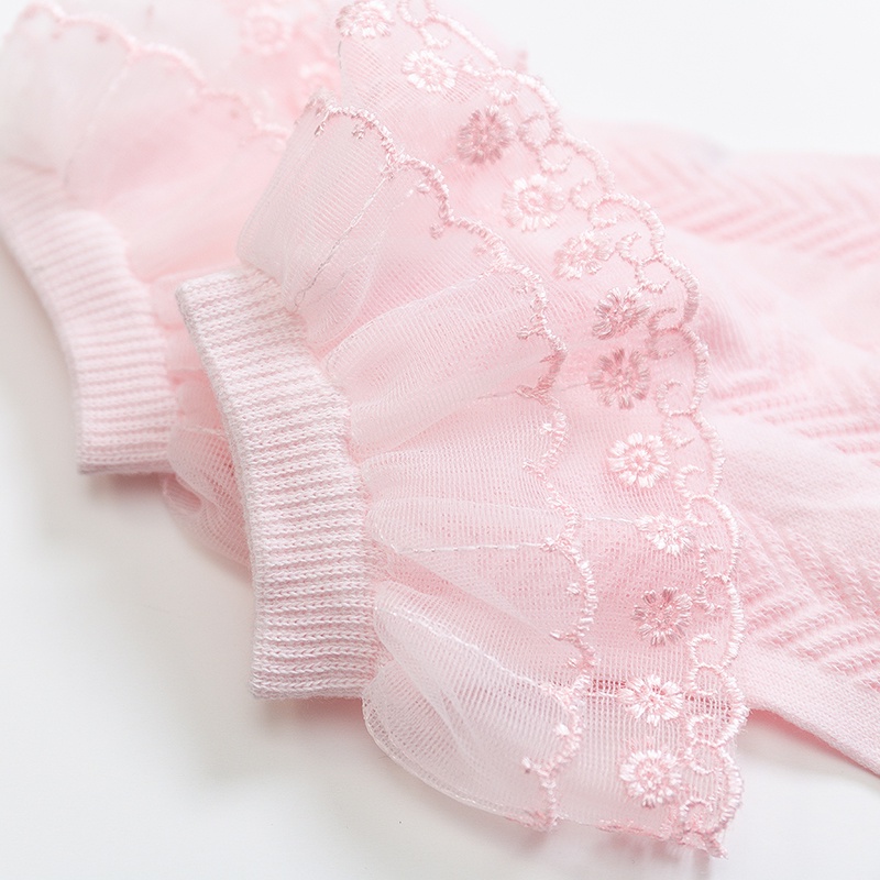 Tất cotton mỏng phối ren dễ thương phong cách công chúa nhảy múa cho bé gái 1-8 tuổi