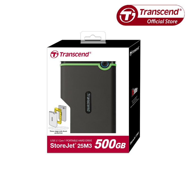 Ổ cứng di động 500 GB cho PC Transcend Rugged StoreJet® 25M3S