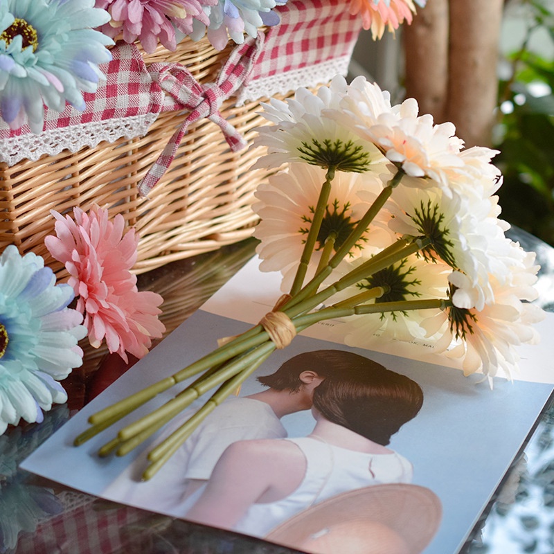Bó Hoa Cúc Gerbera Giả Bằng Lụa Nhiều Màu Trang Trí Phòng Khách / Sân Vườn / Khách Sạn
