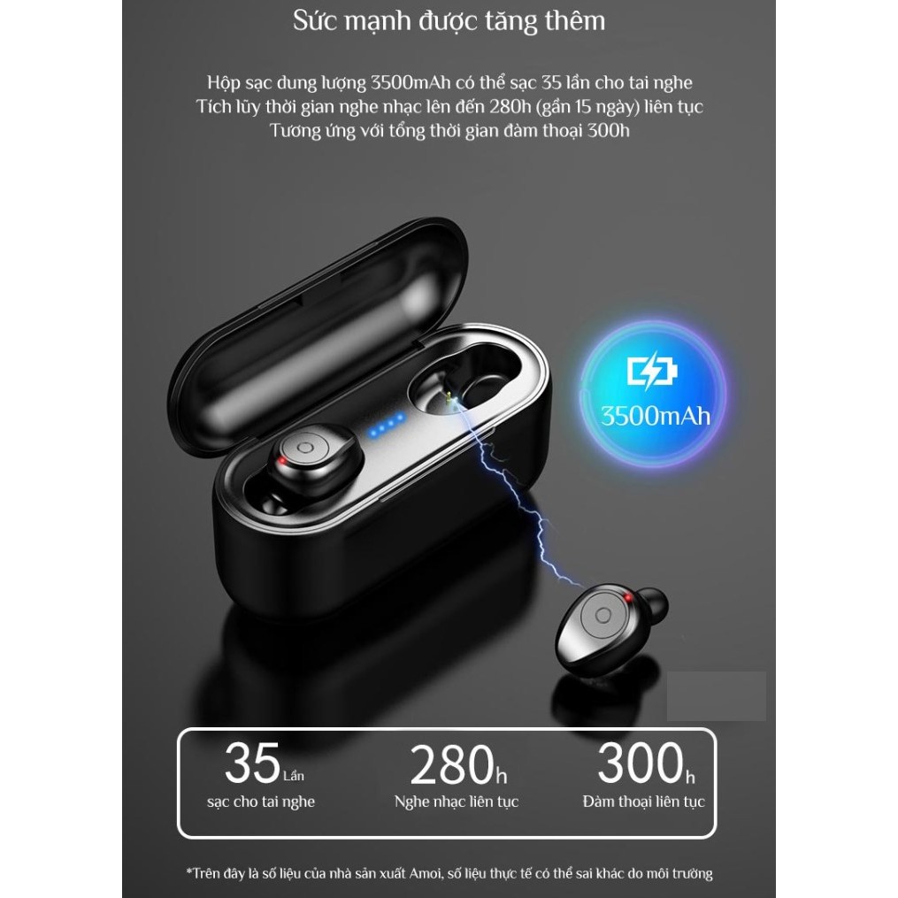 [Cao Cấp] Tai nghe Bluetooth kiêm pin sạc dự phòng Amoi F9 5.0 - Chống nước IPX6 | WebRaoVat - webraovat.net.vn