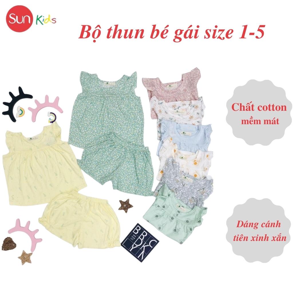 Đồ bộ thun bé gái, đồ bộ trẻ em chất cotton, có nhiều màu, size 1-5 tuổi - SUNKIDS