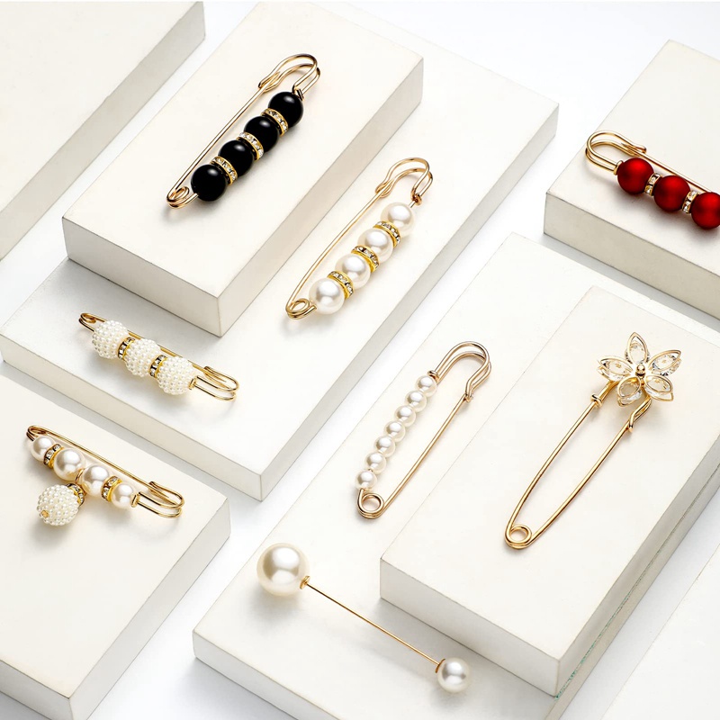 Set 15 Kim Gút Đính Ngọc Trai Trắng