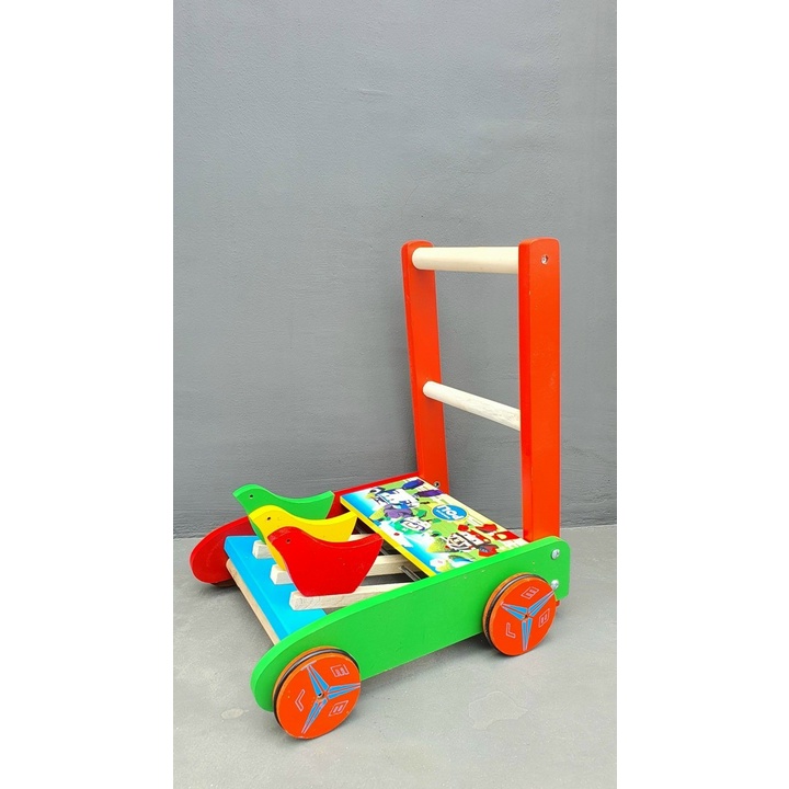 Xe Tập Đi Gỗ Cốc Cốc 3 Con Chim Em Bé Vàng Loại To Đẹp ( Hàng Cty EBV VN )