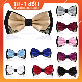 Nơ đeo cổ nam, nơ cổ dự tiệc, nơ bướm bo góc cho chú rể nhiều màu