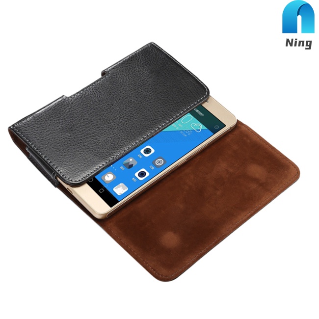 Ning Túi Đựng Điện Thoại Đeo Ngang Hông Họa Tiết Da Trái Vải Một Lớp Thông Dụng Tương Thích Với iPhone