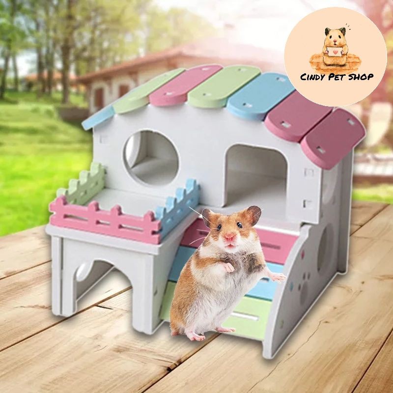 Nhà ngủ gỗ lắp ráp 2 tầng cho Hamster