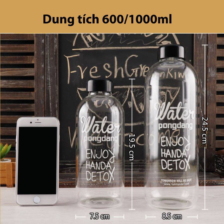 Chai nước detox Water Pongdang | My Bottle 1000ml tặng kèm túi vải - bình nước pongdang nhựa