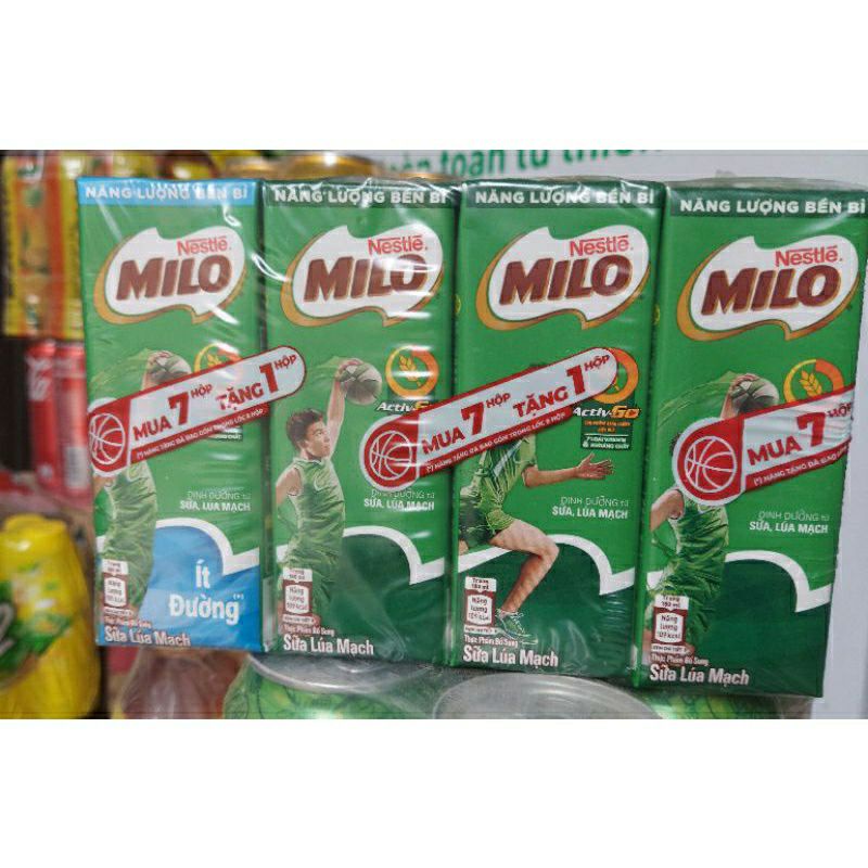 lốc 7 tặng 1 ít đường  nestle' milo 180ml