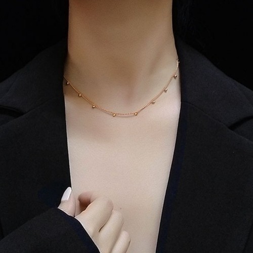 Dây Chuyền Nữ Nhiều Hạt Bi Nhỏ Titan Ko Đen TT 3049