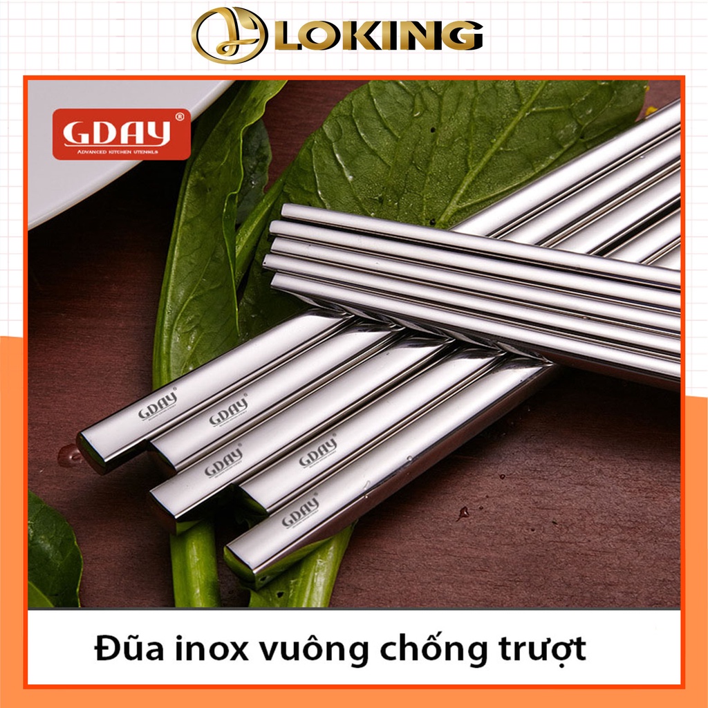 Đũa inox 304 chống trơn trượt cao cấp - LOKING