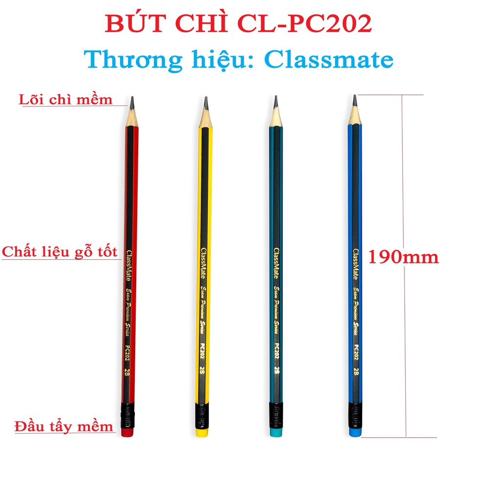 Bút chì gỗ có tẩy 2B ClassMate PC202