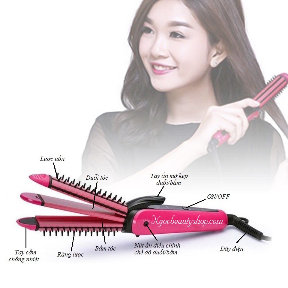 Lược điện Nova 8890 - Máy uốn - duỗi - dập xù 3in1 (3 chức năng trong 1) 101666