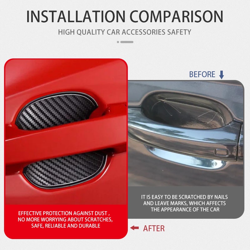 Bộ 4 Miếng Dán Tay Nắm Cửa Xe Hơi Bằng Sợi Carbon Chống Trầy Siêu Bền Tiện Dụng Xe Hơi không thấm nước nhãn dán miếng dán wirst bảo vệ tay nắm cửa ô tô trang trí phụ kiện ngoại thất ô tô