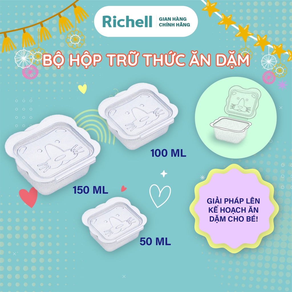 Bộ Hộp Trữ Thức Ăn Dặm Richell 50-100-150ml