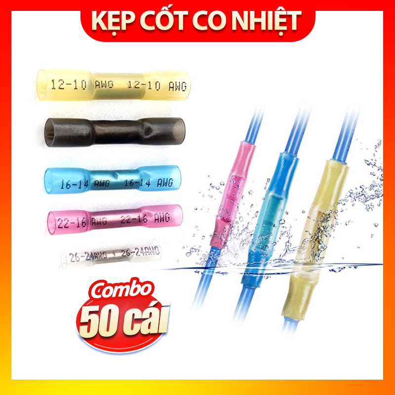 Combo 50 cút nối dây điện kẹp cốt co nhiệt chống nước