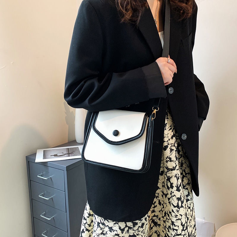 Túi Đeo Chéo Hình Vuông Nhỏ Màu Tương Phản Phong Cách Phương Tây Dễ Phối Đồ Thời Trang Cho Nữ Điện Thoại