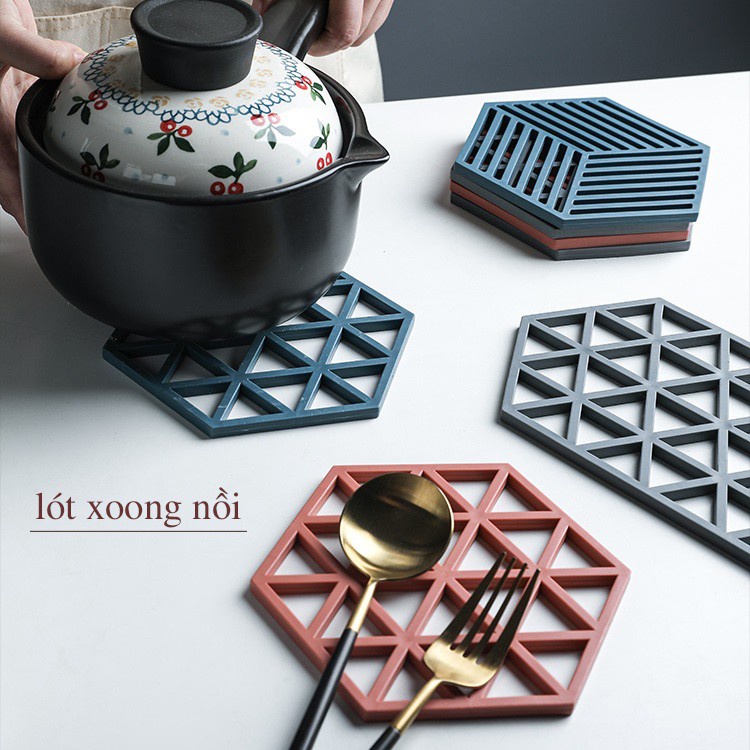 Miếng Lót Bát Đĩa Chống Trơn Trượt Hình Lục Giác , Đế Lót Nồi Cách Nhiệt Bằng Silicon 88294 Chợ Tốt Store
