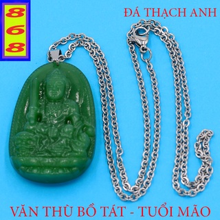 [Tuổi Mão] Dây Chuyền Mặt Phật Văn Thù Bồ Tát Màu Xanh Lá Size 3.6cm, 5cm - Tặng Kèm Móc Inox