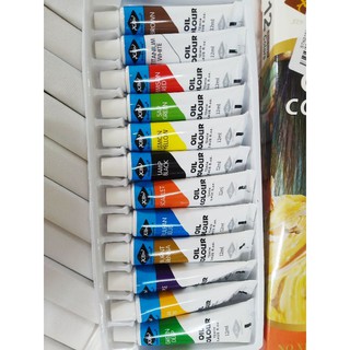 Màu vẽ sơn dầu 12ml 12 tuýp (vỏ hộp màu đỏ)