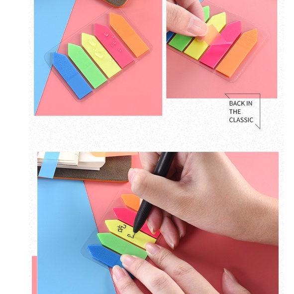 Giấy dán ghi chú phân loại màu dạ quang trong suốt phong cách Hàn Quốc văn phòng phẩm E1070