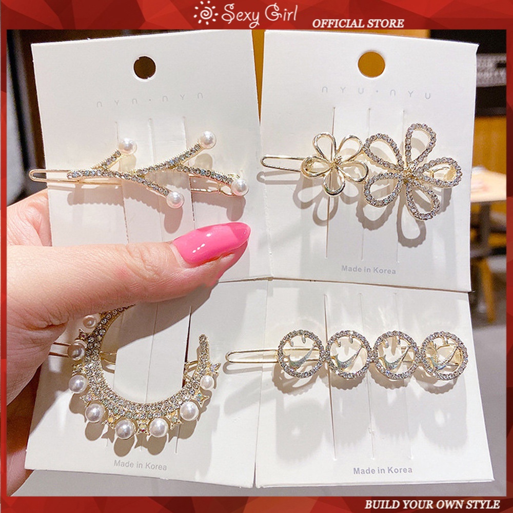 Kẹp tóc đính ngọc trai giả trẻ trung phong cách Hàn Quốc dễ thương thời trang dành cho nữ