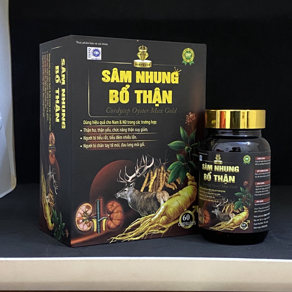 Sâm nhung bổ thận Cordycep tăng cường sinh lý nam nữ - giảm chứng thận hư thận yếu hộp 60 viên