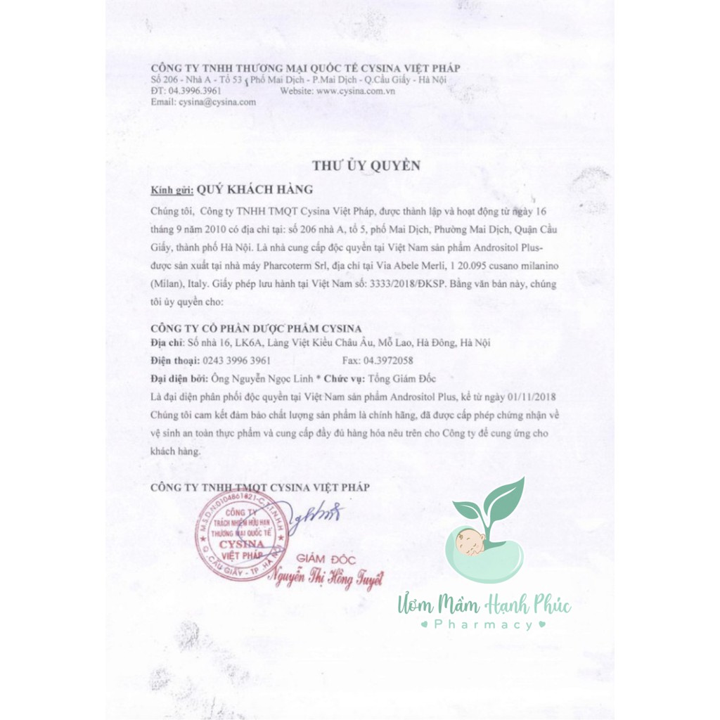 Andrositol Plus  - Tăng thụ thai, hỗ trợ sinh sản cho nam