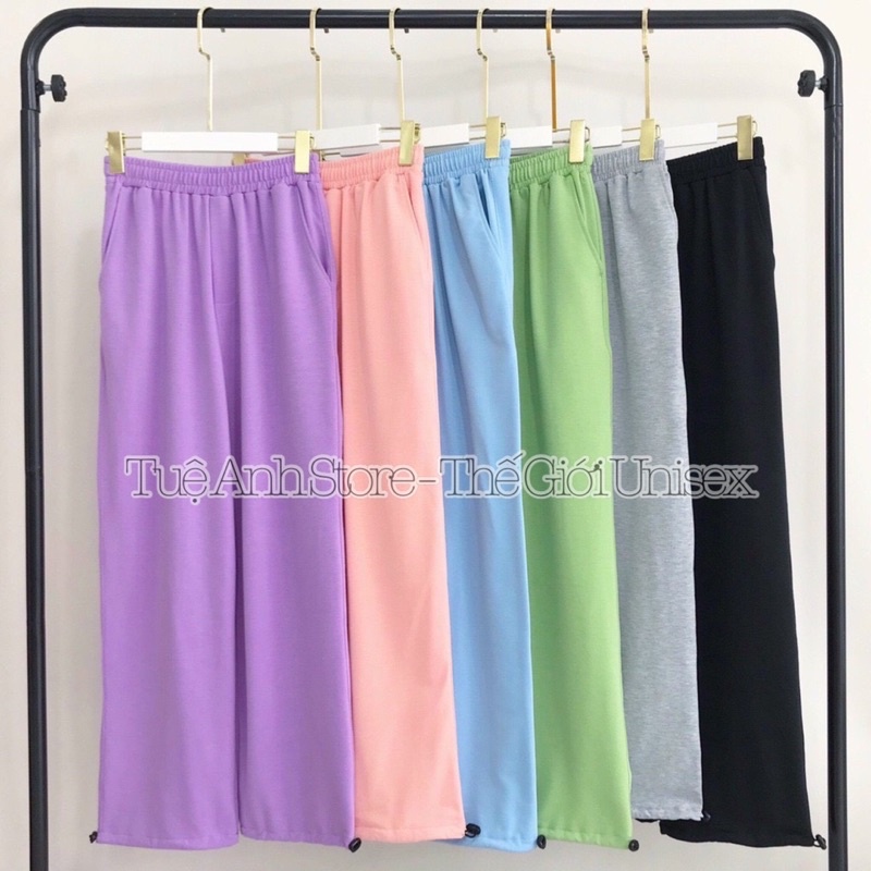Quần Dài Thể Thao Nam Nữ Ống Bo Dây Rút Unisex - Quần Jogger Trơn Phom Rộng TUEANHSTORE Freesize 38-68kg