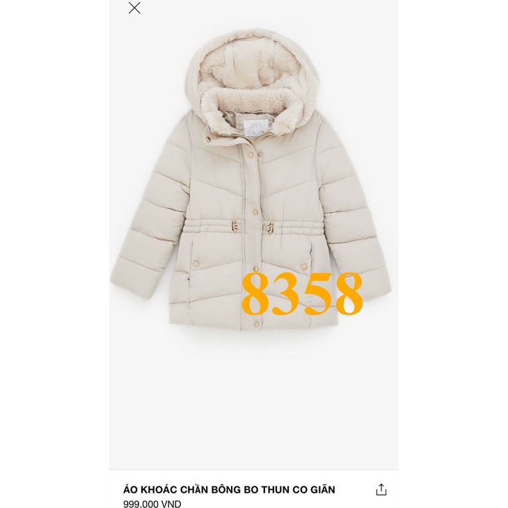 SALE 280K * Mã 8358: Áo phao béái hàng VNXK, mũ lót lông thỏ mịn siêu ấm. Chít eo điệu đà. Mẫu mới hot trend