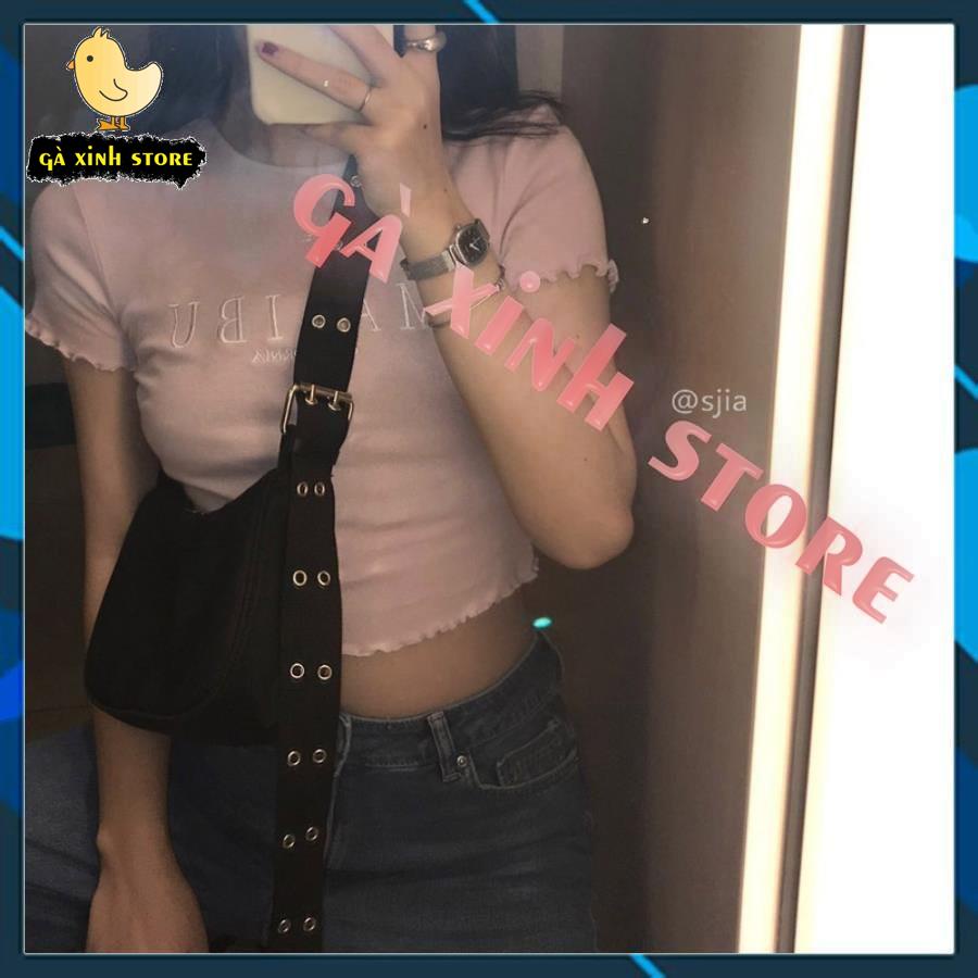 Túi Tote nữ mini đeo chéo vải dù cao cấp kết dây đeo khoen lỗ