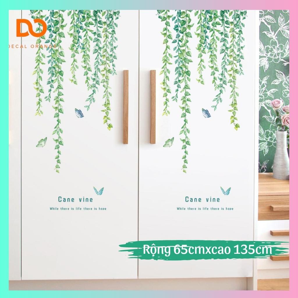 Decal dán tường-Giấy dán tường hoa dây leo xanh-trang trí phòng ngủ-phòng khách