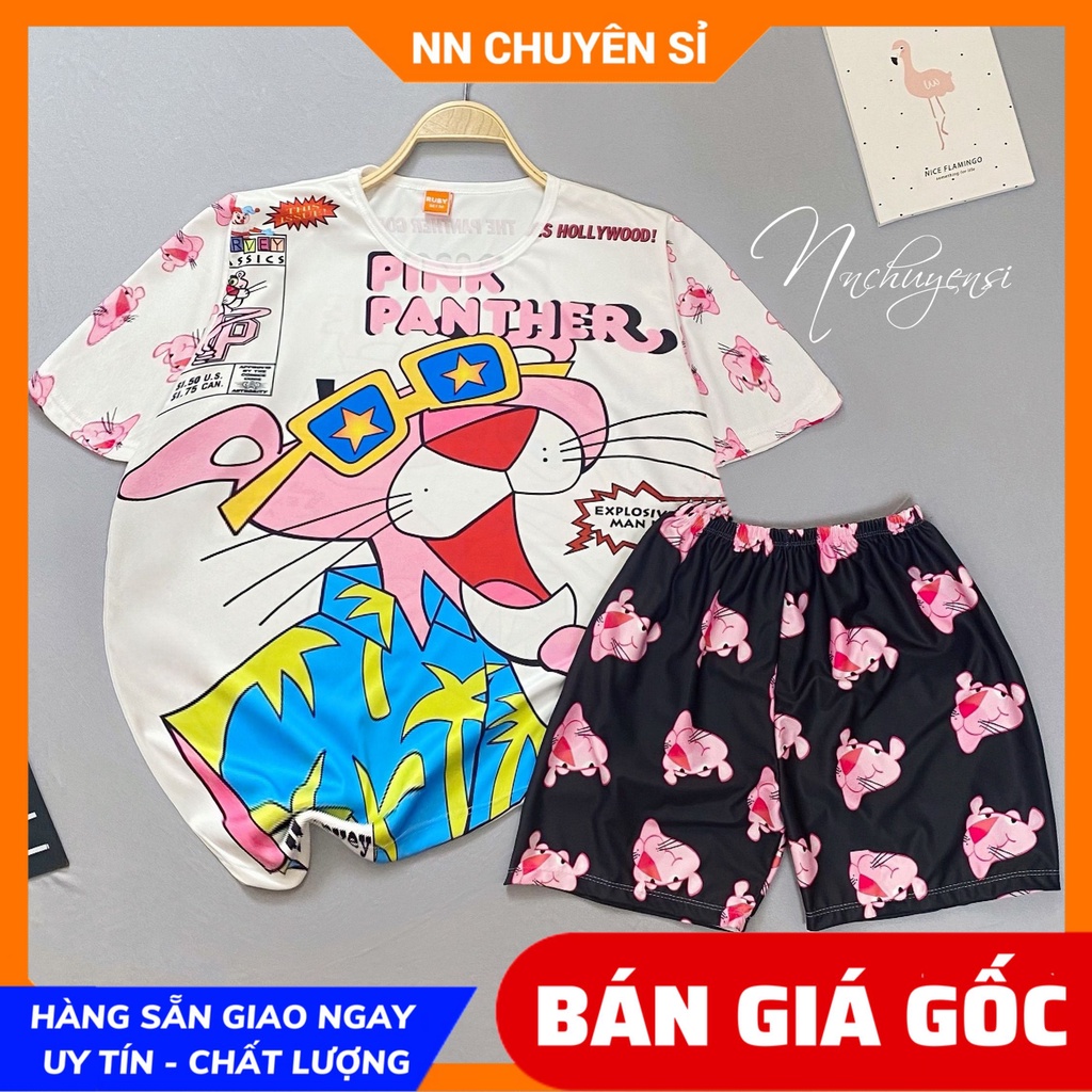 Đồ bộ thun nam nữ trẻ em & người lớn đến 70kg hoạt hình bò sữa pikachu gấu brown báo hồng pink panther DBRBD FULL SIZE