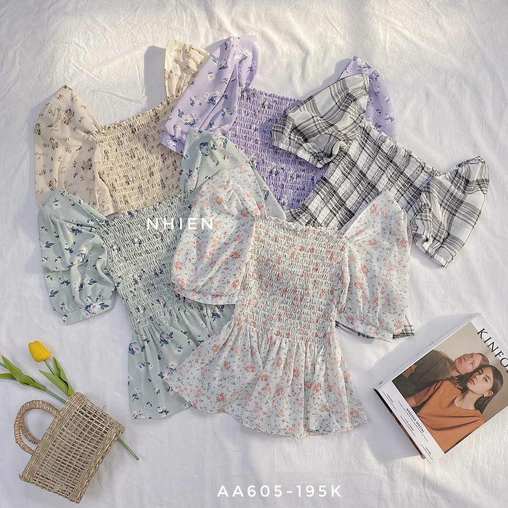 [Mã WASKT304 giảm 15% tối đa 30K đơn 99K] Áo Hoa Nhí Bo Ngực Nhiên vintage | BigBuy360 - bigbuy360.vn