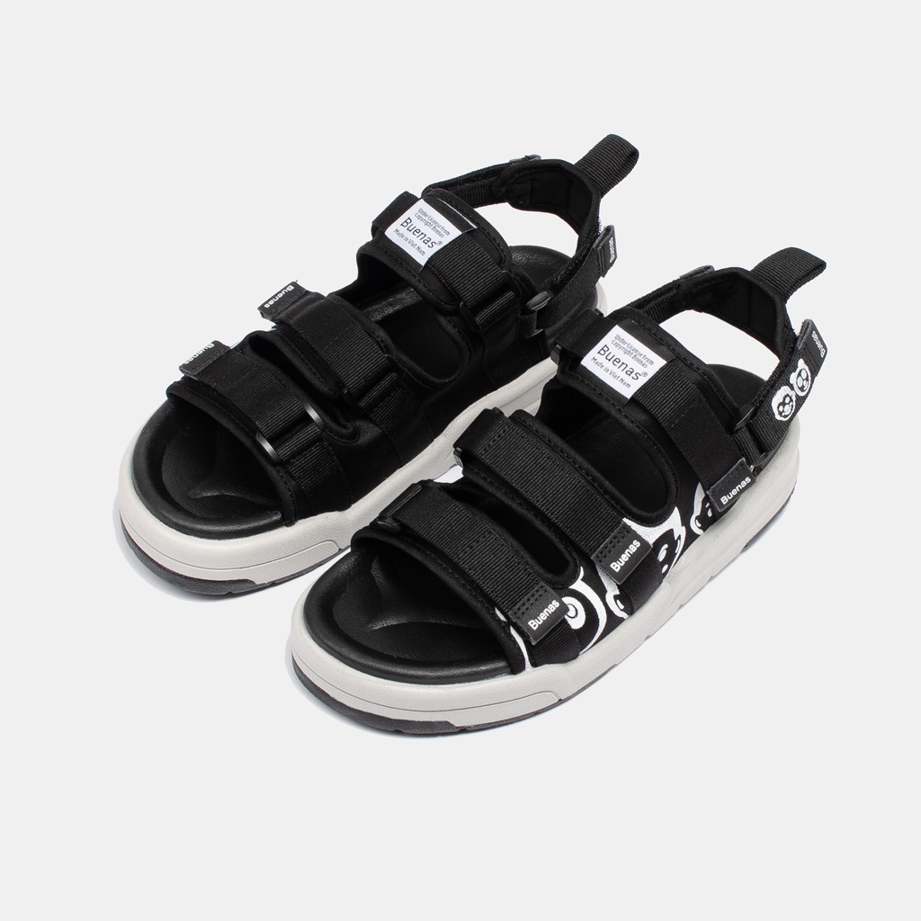 Giày sandal dép nữ nam unisex Buenas SD-6868 quai ngang - xăng đan học sinh đế cao 3 phân chính hãng