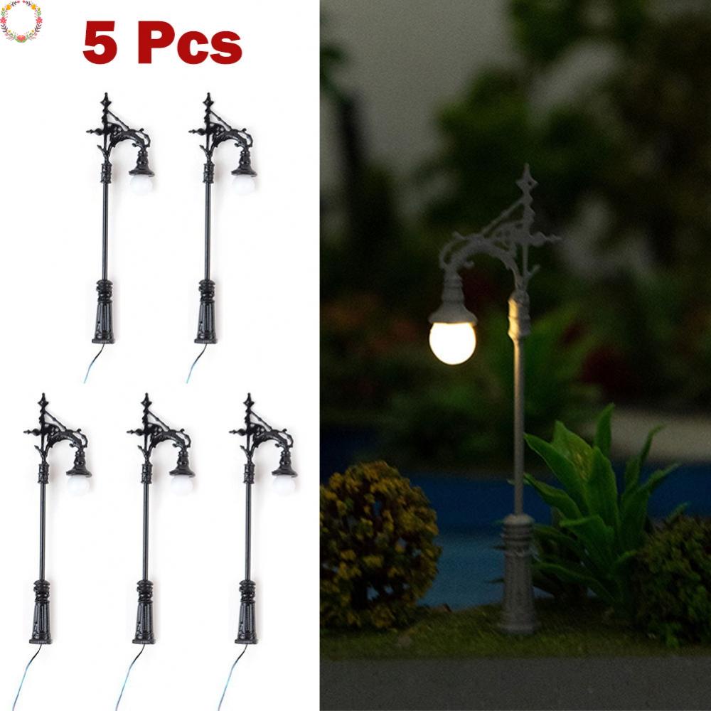 Bộ 5 mô hình đèn đường tỷ lệ 1:87 trang trí sân vườn xây dựng mô hình bàn cát đồ trang trí cảnh quan phụ kiện vật liệu tự làm mô hình mini bàn cát mô hình đèn sân vườn số 17