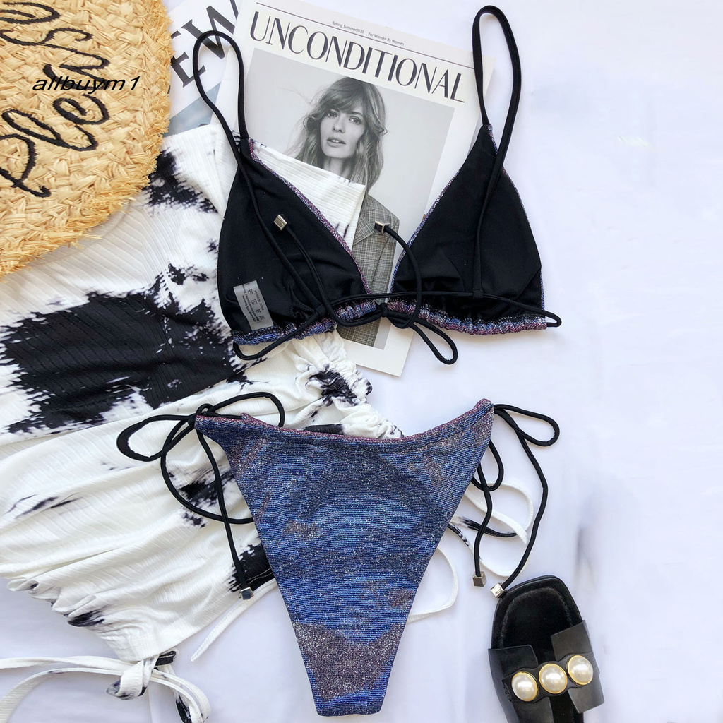 Bộ Bikini Hai Mảnh Họa Tiết Lấp Lánh Gợi Cảm Cho Nữ
