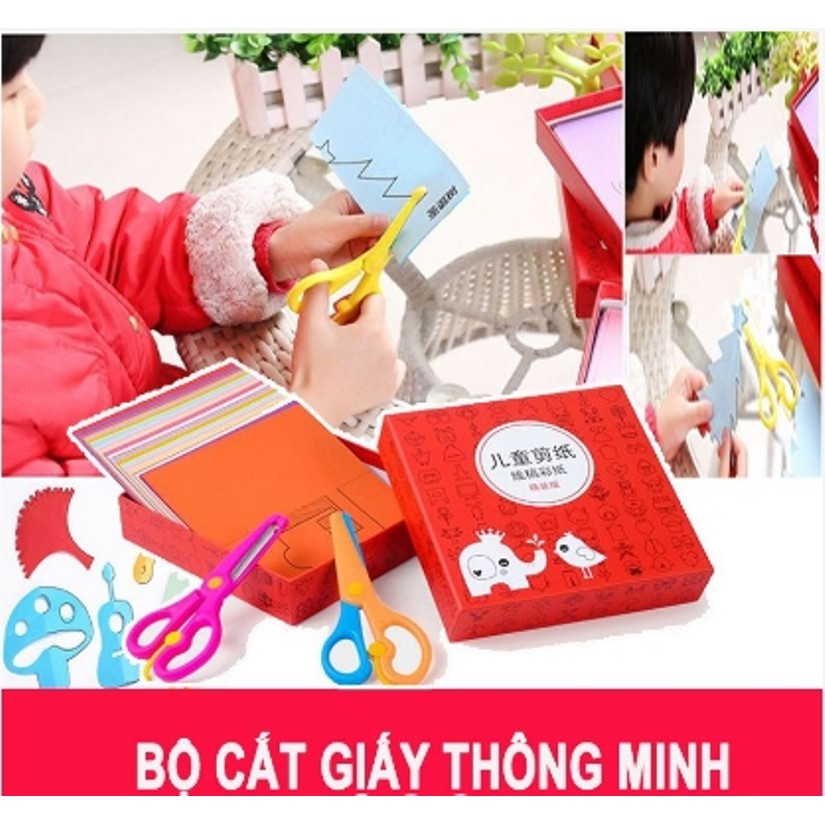 Bộ Giấy Màu 240 Hình Cắt Thủ Công Cho Bé ( Tặng Kèm 2 Kéo Nhựa )