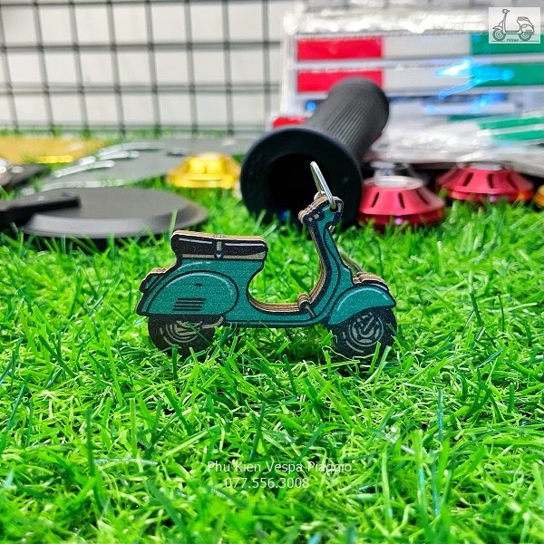 Móc Khóa Hình Xe Vespa 3D 2D Bằng Gỗ Cao Cấp