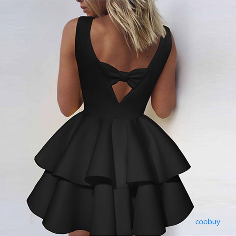 Freeship từ 50K - CB❤❤ Women Mini Dresses Summer Cocktail Party Sleeveless Bowknot Skater | BigBuy360 - bigbuy360.vn