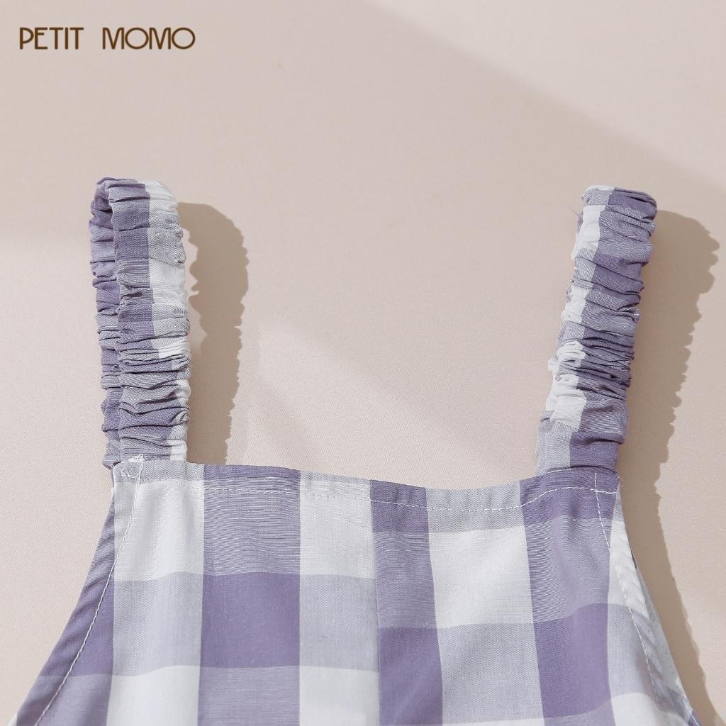 Quần Yếm Dài Cho Bé Gái PETIT MOMO Chất Vải Cotton Mềm Mại Thoáng Mát Họa Tiết Caro Năng Động H186